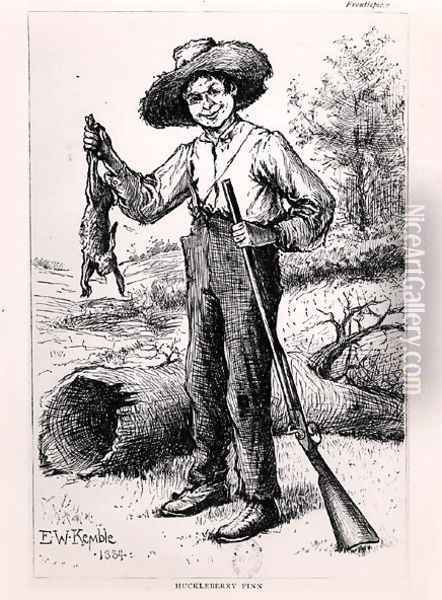 Frontispiece to The Adventures of Huckleberry Finn Oil Painting - Edward Windsor Kemble