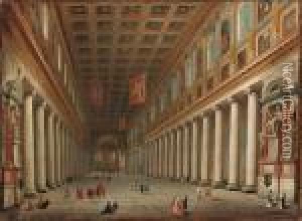 Veduta Dell'interno Di Santa Maria Maggiore A Roma Oil Painting - Giovanni Niccolo Servandoni