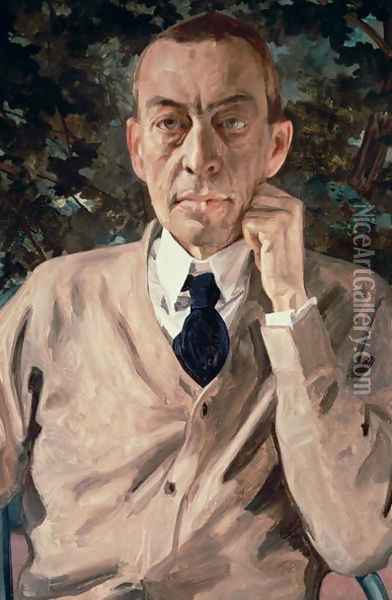 Portrait of the composer, Sergei Vasilievich Rachmaninov (1873-1943) 1925 Oil Painting - Konstantin Andreevic Somov