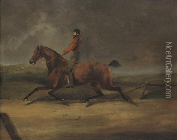 Flying Dutchman Ridden By Hiram Woodruff Oil Painting - Henri Delattre