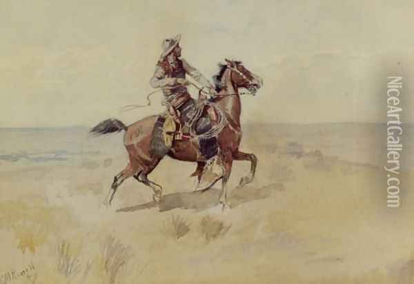 Cowboy On The Range Oil Painting - Charles Marion Russell