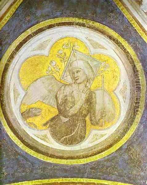 Allegory Of Chastity 1320s Oil Painting - Giotto Di Bondone