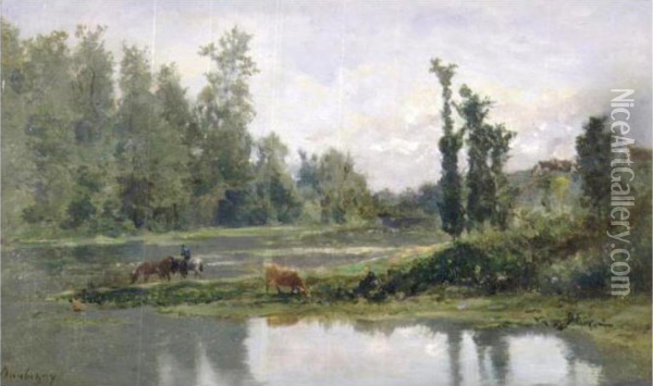 Bord De Riviere Oil Painting - Charles-Francois Daubigny