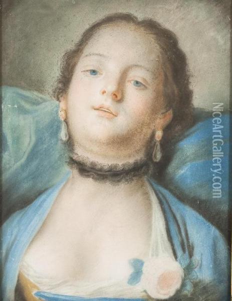 Portrait Einer Jungendame Mit Schwarzem Spitzenhalsband Oil Painting - Pietro Antonio Rotari