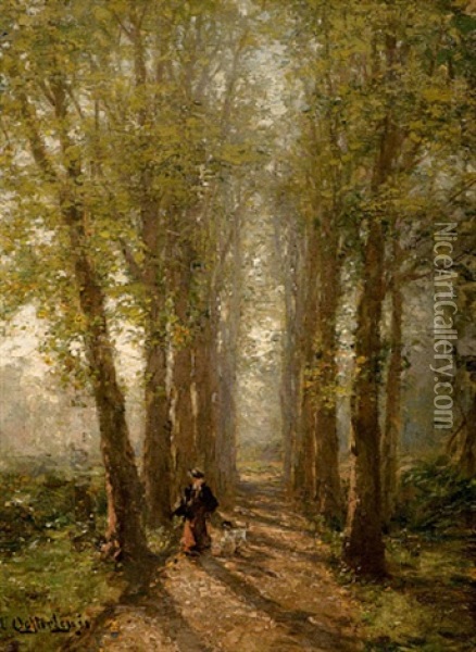 Spaziergang In Herbstlicher Allee Oil Painting - Carl August Heinrich Ferdinand Oesterley