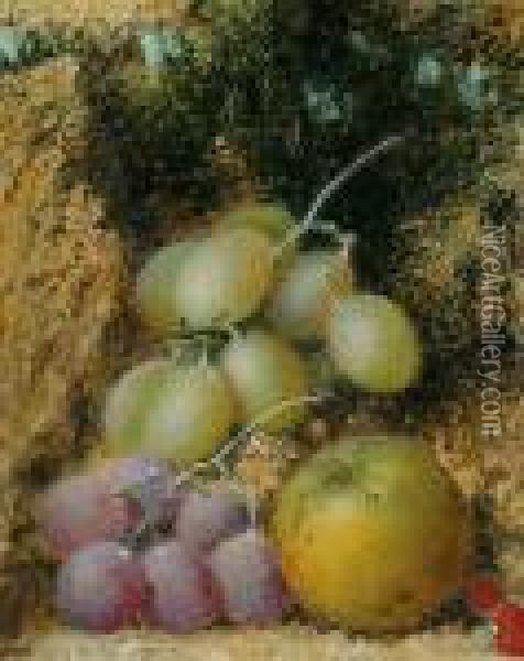 Still Life Of Grapes And An Apple Oil Painting - William Henry Hunt
