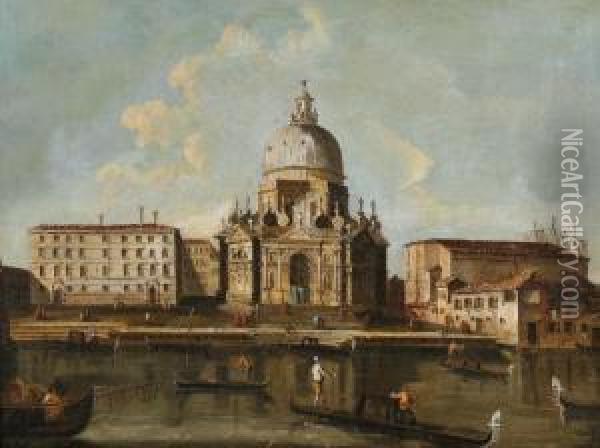 Venice, The Grandcanal Looking Towards The Church Of Santa Maria Della Salute Oil Painting - Giovanni Richter
