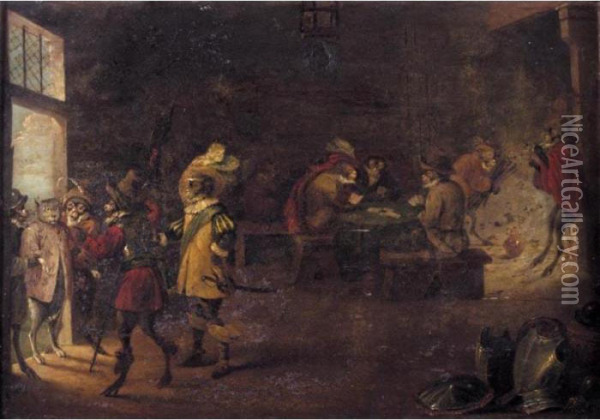A Monkey Guard House Oil Painting - David The Younger Teniers