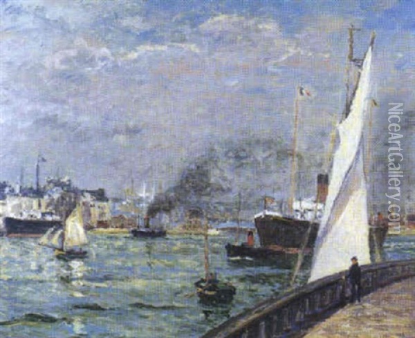 Sortie D'un Cargo-boat, Havre Oil Painting - Maxime Maufra