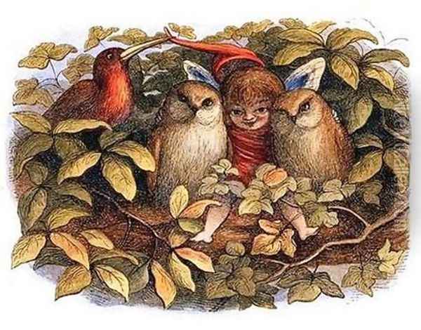 Fairy and Owls Oil Painting - Richard Doyle