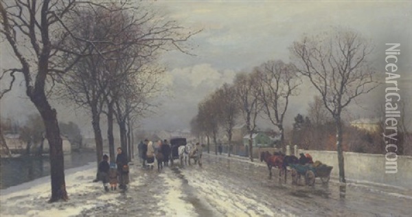 Vinterdag I Tosjap, Munchen Oil Painting - Anders Andersen-Lundby