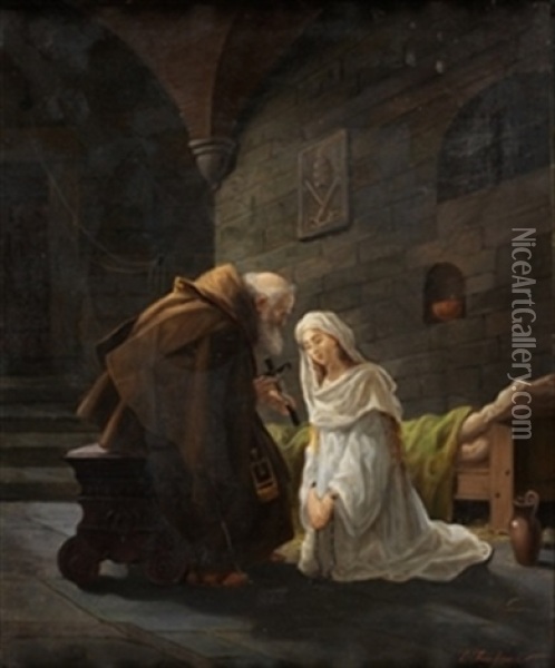 La Confesion Oil Painting - Enrico Fanfani