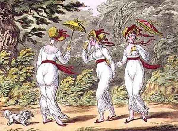 The Graces in a High Wind a Scene taken from Nature in Kensington Gardens Oil Painting - James Gillray