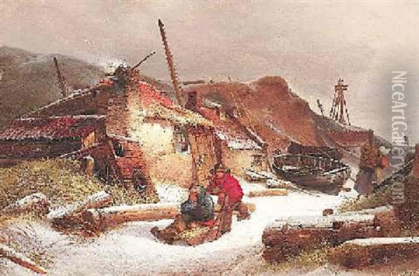 Wintertag In Einem Hollandischen Kustendorf Oil Painting - Karl Adloff