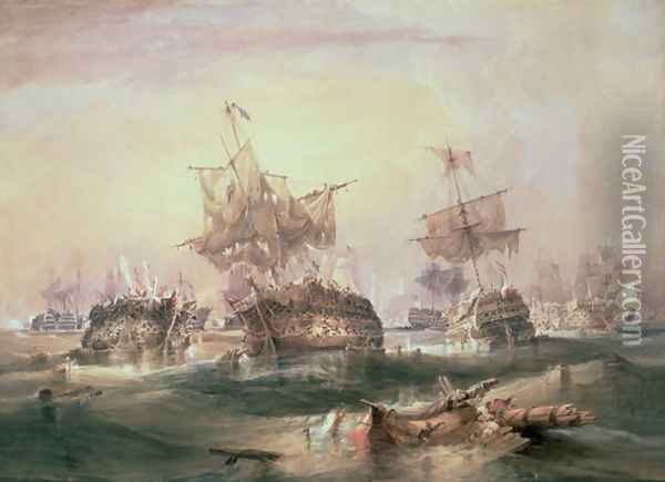 Battle of Trafalgar Oil Painting - William John Huggins