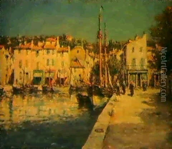 Barques De Peche A Martigues Oil Painting - Henri Malfroy-Savigny