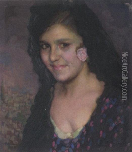 Portrait Einer Spanierin Oil Painting - Ramon Carazo Martinez