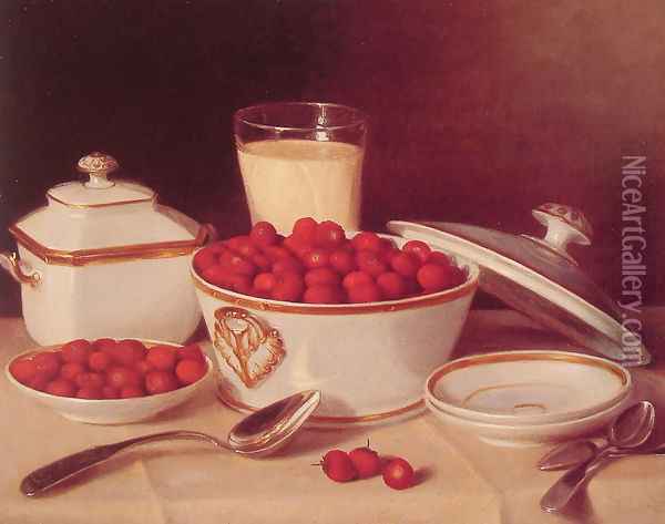 Strawberries and Cream Oil Painting - John Defett Francis