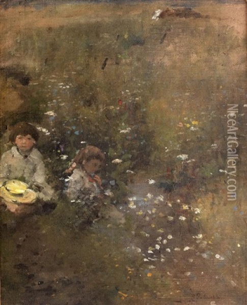 Dzieci Na Lace Oil Painting - Kazimierz Pochwalski