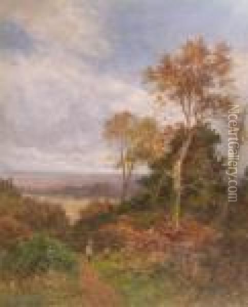 A View Near Dorking Oil Painting - Benjamin Williams Leader