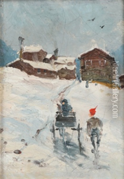 Vinterlandskap Oil Painting - Paul Fischer