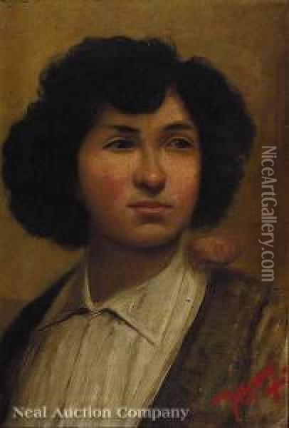 Portrait Of A Youngalgerian Oil Painting - Victor Pierre Huguet