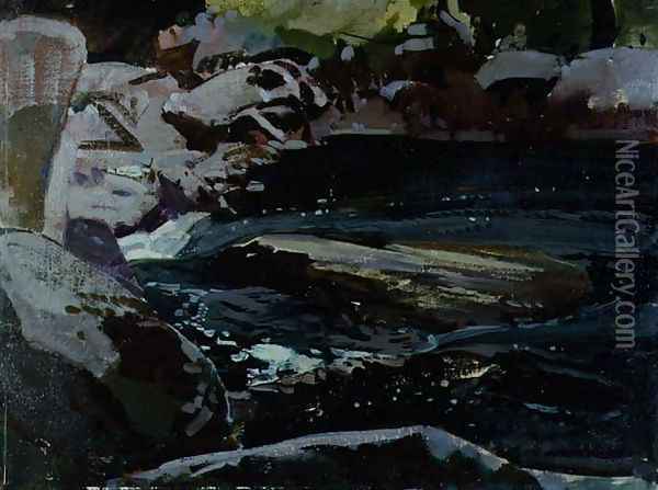 Flowing River Oil Painting - Harry Watson
