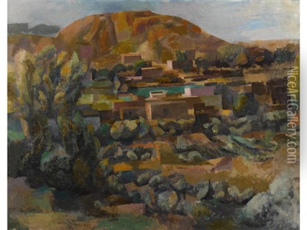 View Of Santa Fe (landscape) Oil Painting - Willard Ayer Nash
