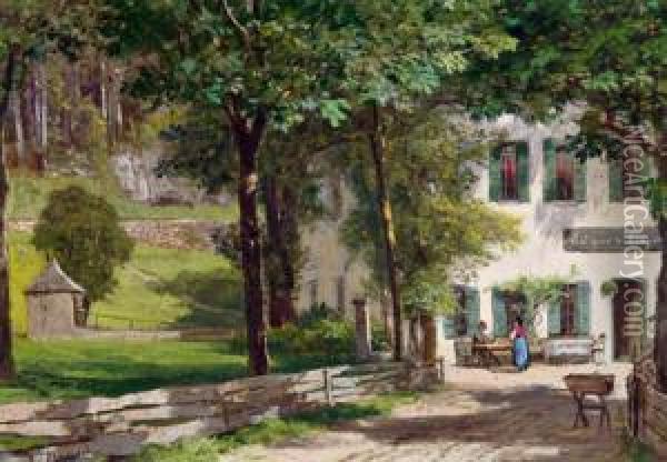 Ein Gasthaus Oil Painting - Leopold Munsch