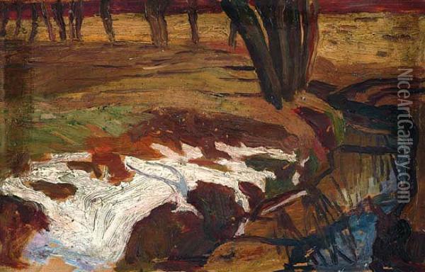 Strumien Wiosna (na Odwrocie Szkic Olejny), Ok. 1916 Oil Painting - Jerzy Niementowski