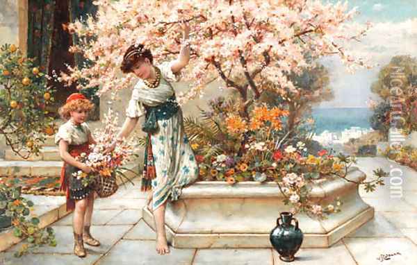 Picking spring blossoms Oil Painting - William Stephen Coleman