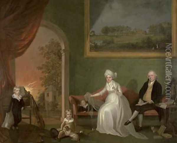 Portrait of Robert Mynors 1739-1806 and his Family 1797 Oil Painting - James Millar