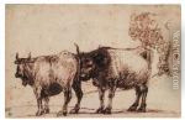 Zwei Kuhe Oil Painting - Claude Lorrain (Gellee)