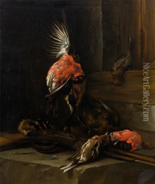 Hunting Still Life With Birds Oil Painting - Cornelis van Lelienbergh