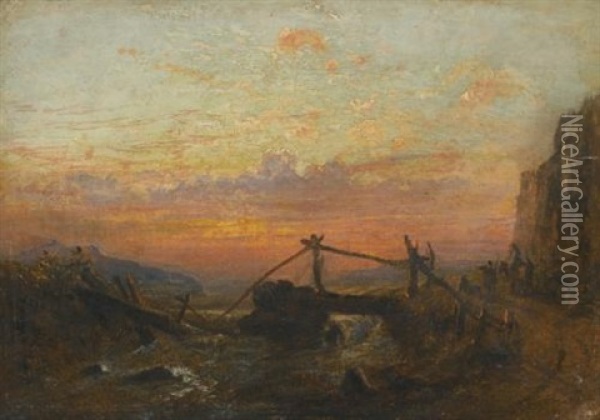 The Broken Bridge Oil Painting - Francis Danby