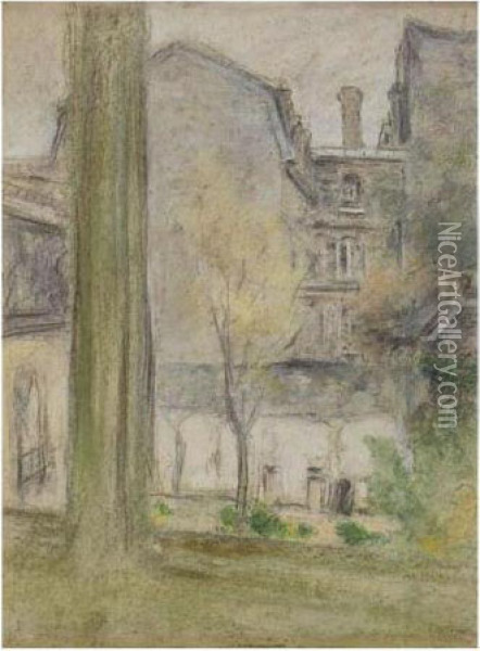 Les Cours Vues De La Fenetre Oil Painting - Jean-Edouard Vuillard