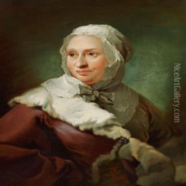 Portrait Of Elisabethmarie D'abbestee Oil Painting - Carl Gustav Pilo