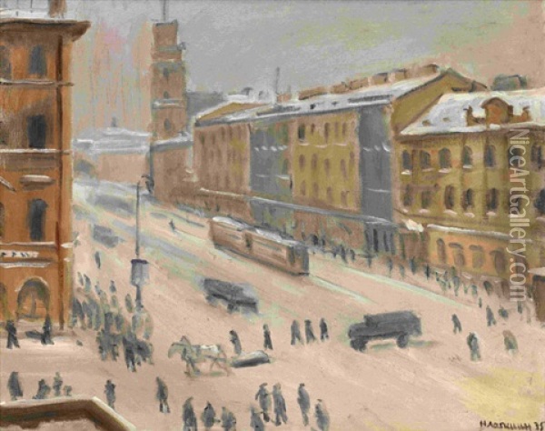 Nevsky Prospect Oil Painting - Nikolai Fedorovich Lapshine