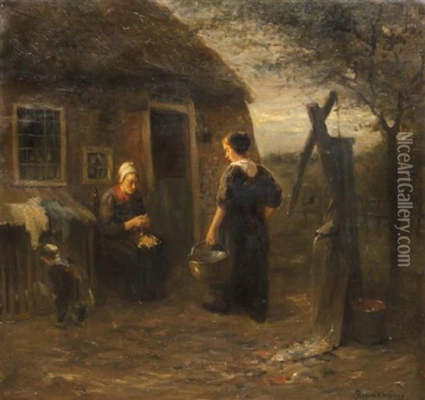 Preparing The Dinner Oil Painting - Bernard de Hoog