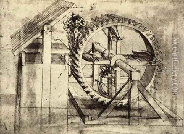 Crossbow Machine Oil Painting - Leonardo Da Vinci