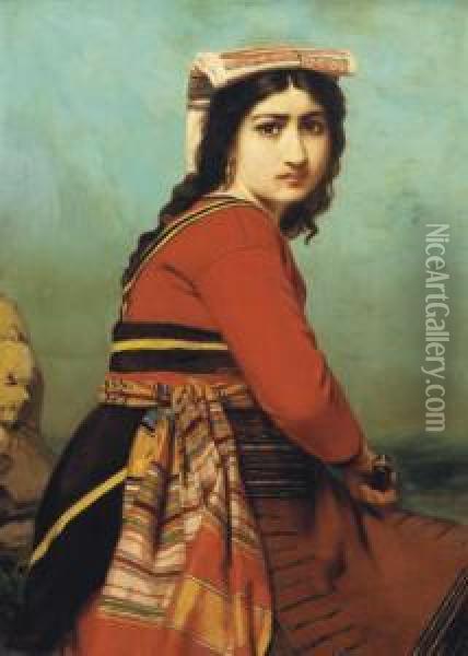 Gypsy Girl Oil Painting - Leon-Jean-Basile Perrault