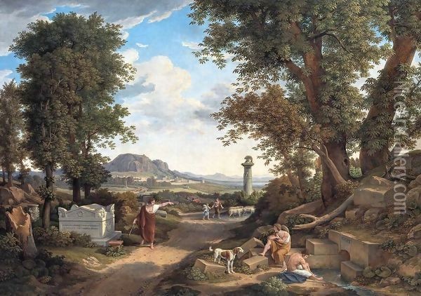 The Invention of the Corinthian Capital by Callimachos Oil Painting - Johann Christian Reinhart