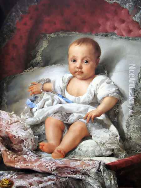 Portrait of the infanta Carlota Joaquina de Borbon Oil Painting - Anton Raphael Mengs