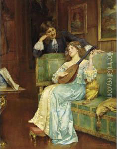 A Musical Interlude Oil Painting - William A. Breakspeare