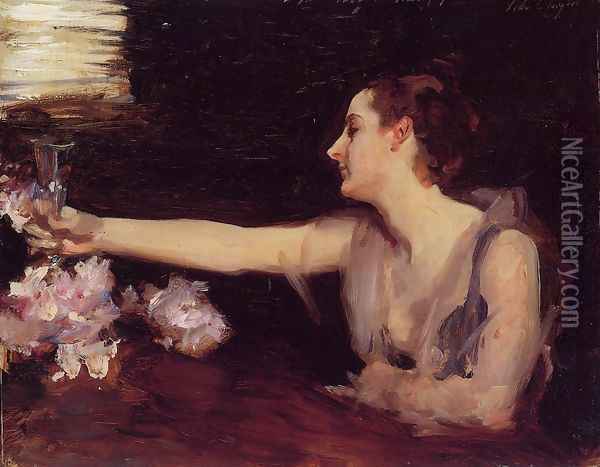 Madame Gautreau Drinking A Toast Oil Painting - John Singer Sargent