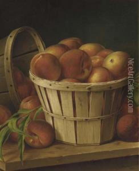Basket Of Peaches Oil Painting - Levi Wells Prentice