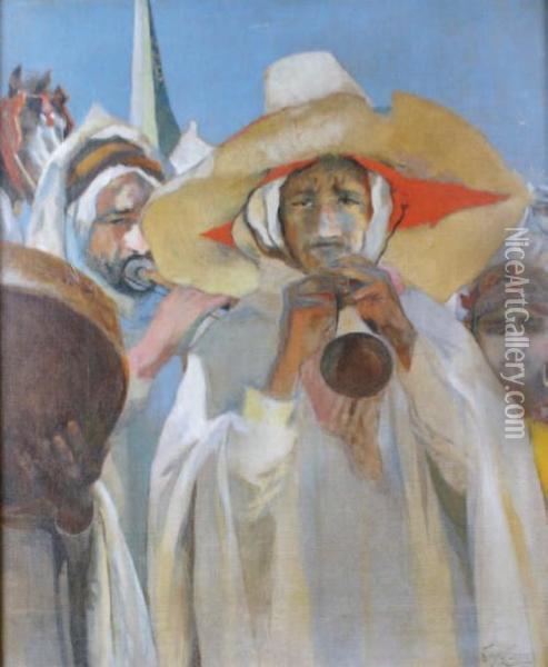 Les Musiciens Arabes Oil Painting - Paul Alexandre Alfr. Leroy