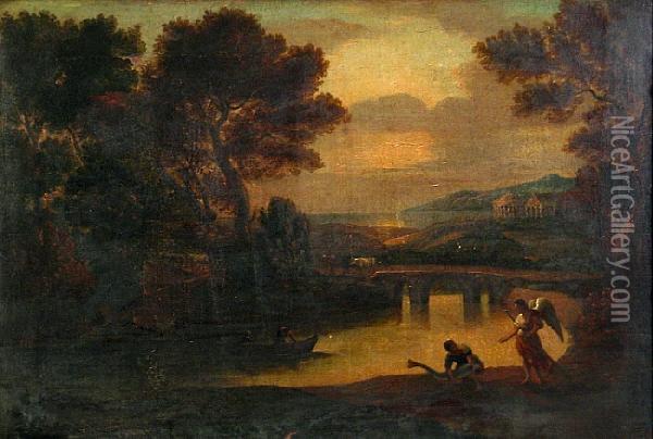 A Landscape With Tobias And The Angel Oil Painting - Claude Lorrain (Gellee)