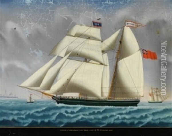 Topsegelschoner Anna & Adelheid Von Leer Capt. H. W. Gampen Oil Painting - Carolus Ludovicus Weyts