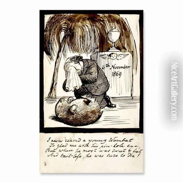 Rossetti Lamenting the Death of His Wombat Oil Painting - Dante Gabriel Rossetti